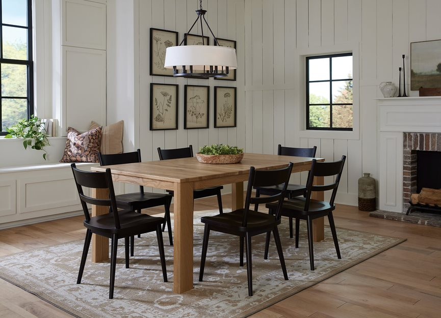 Amish Oak & Cherry Casual Dining Solid Wood RH Hiko Chairs and Table ...
