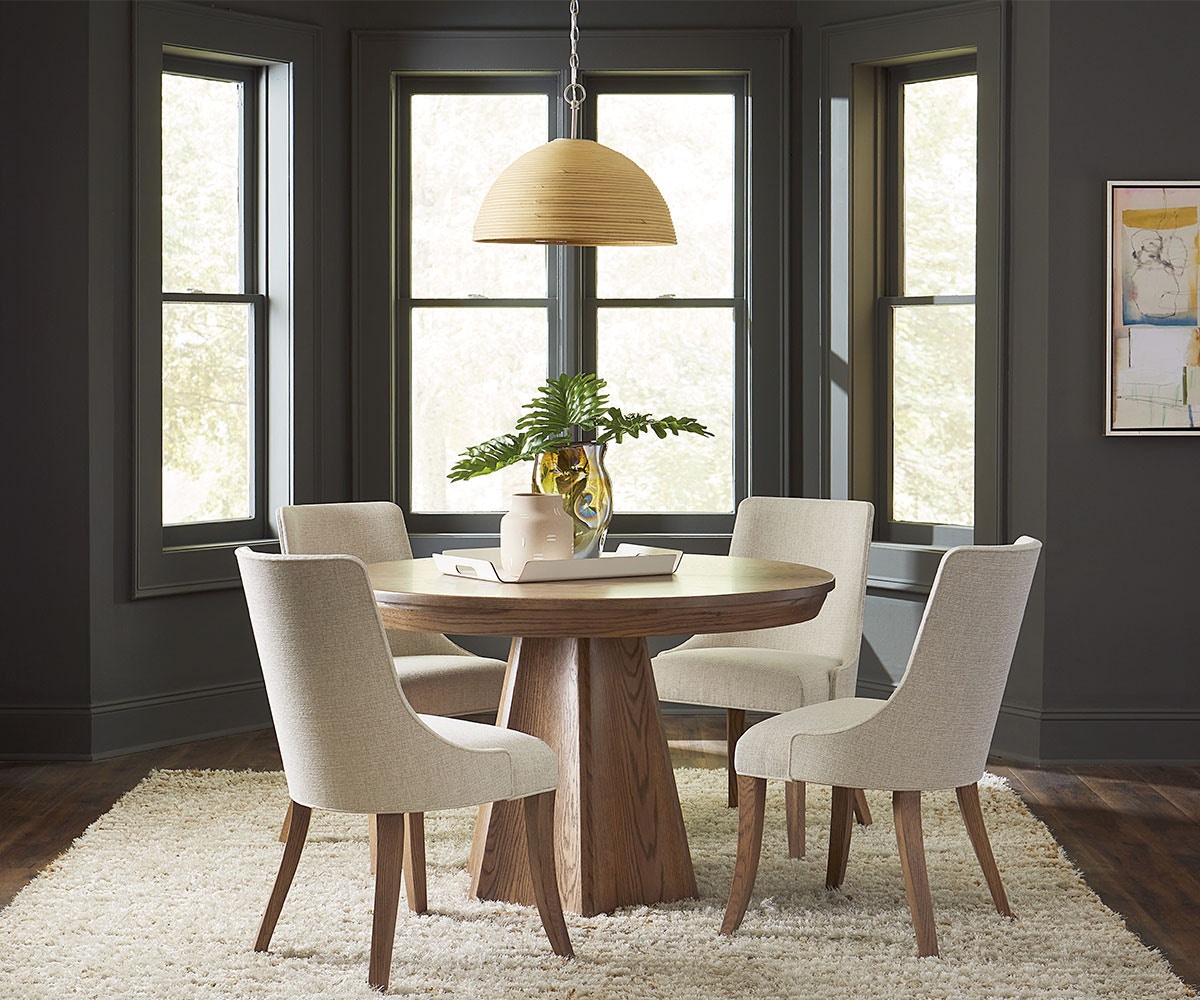 Amish Oak & Cherry Brogan Table and Crescent Chairs Dining Setting Brogan-40