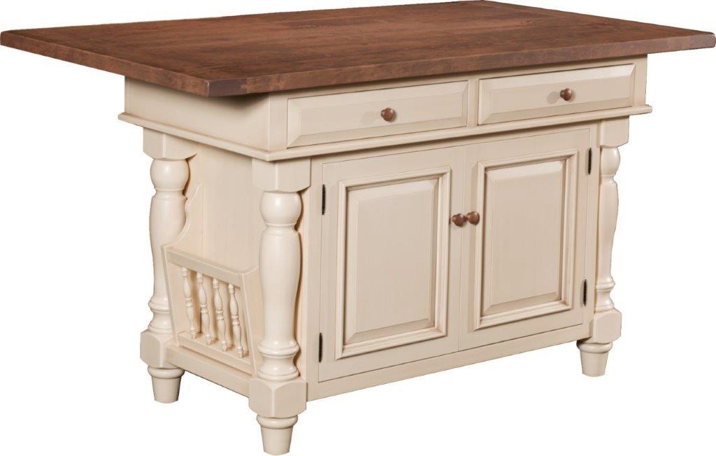 Amish Oak & Cherry Rosebug Kitchen Island Made in USA IS-1206