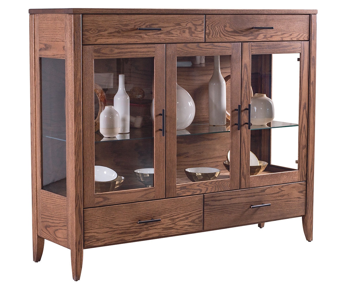 Amish Oak & Cherry Clearance Center Curio in Sandstone Gatehouse