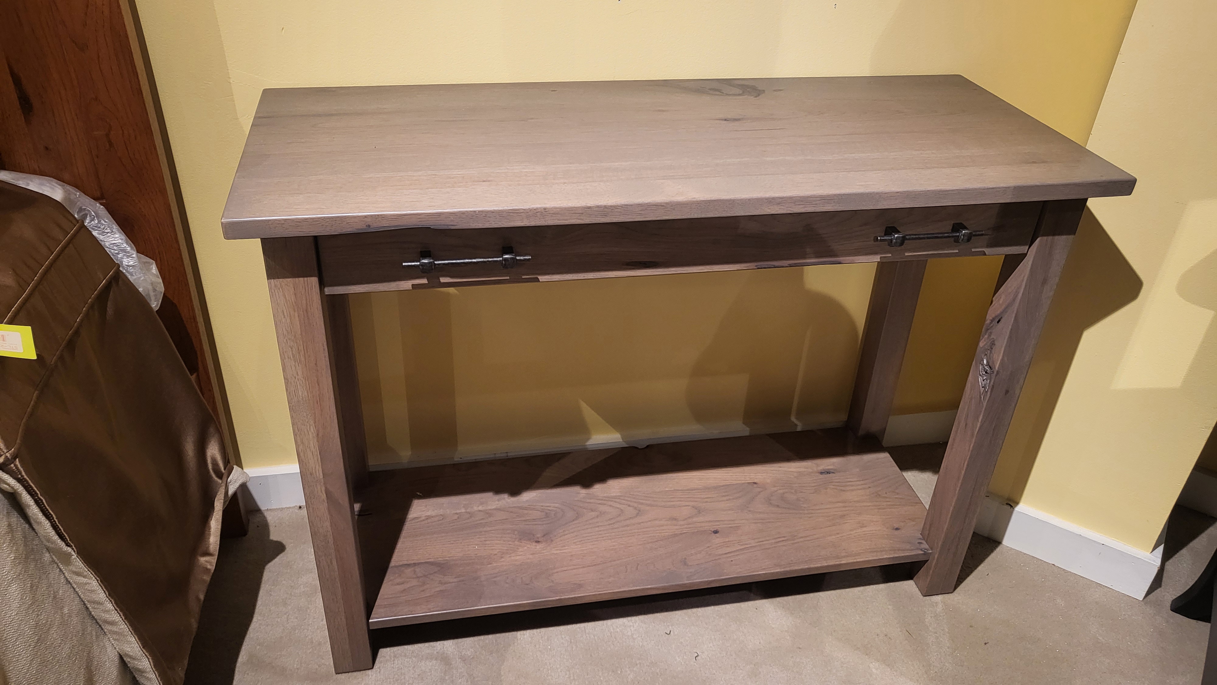 Amish Oak & Cherry Clearance Center Solid Wood Sofa Table in Rustic Hickory/Driftwood Timbra