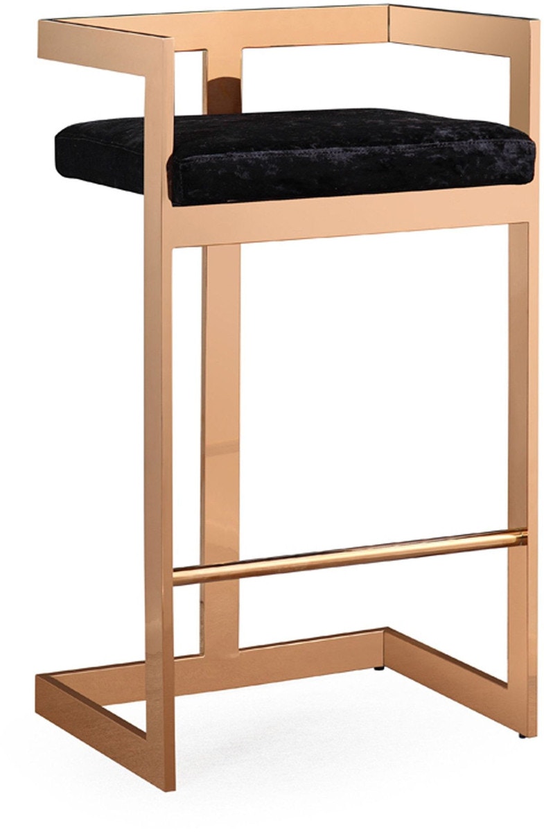 TOV Furniture Marquee Black Velvet Bar Stool TOV-G5475