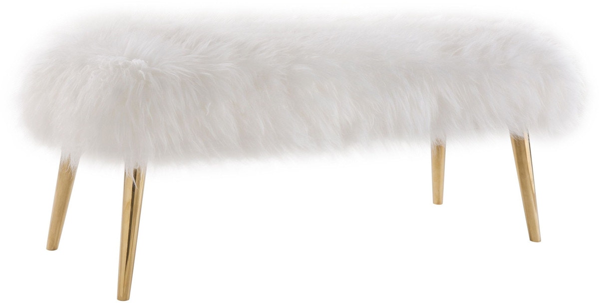 TOV Furniture Churra White Sheepskin Bench TOV-O88