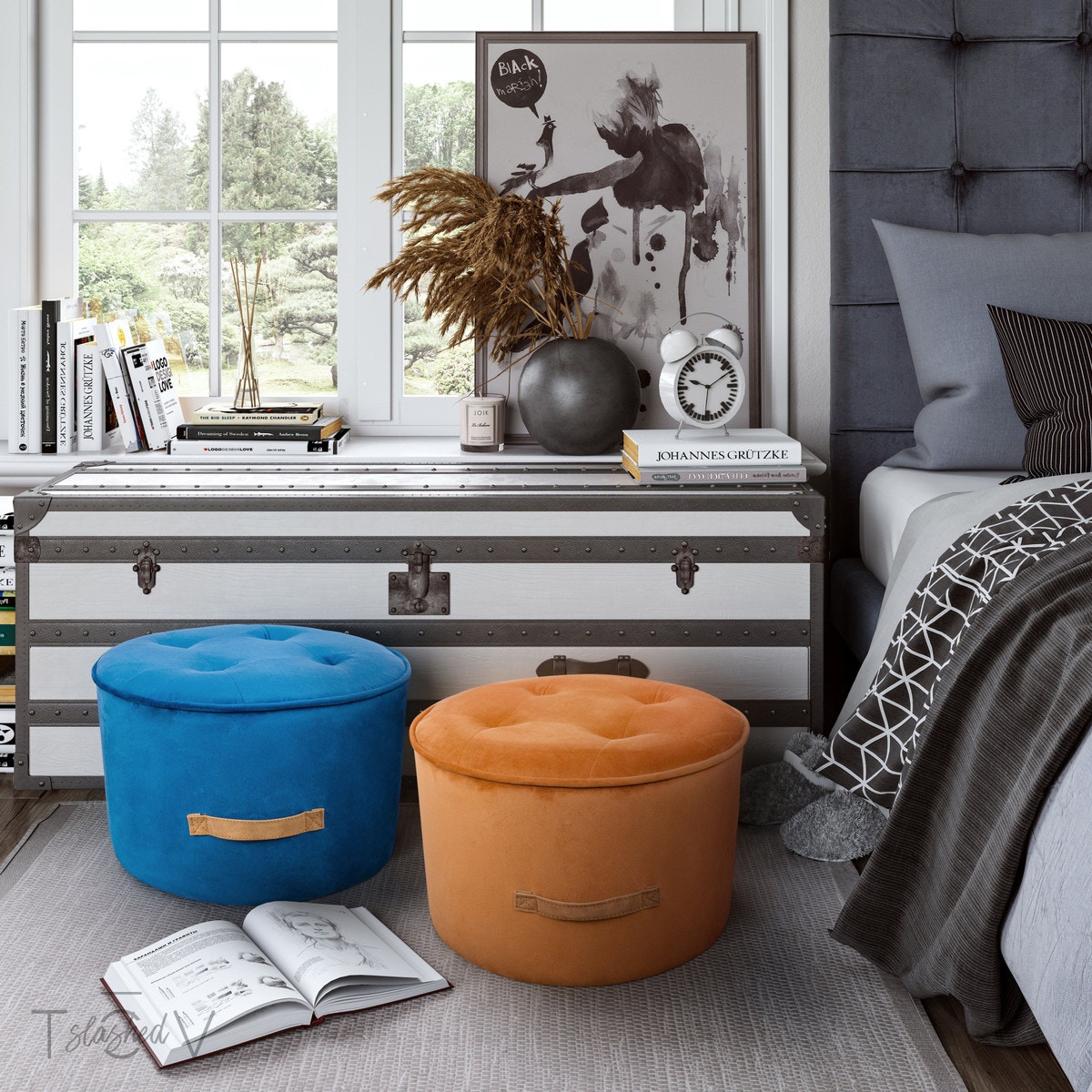 Cognac deals color ottoman