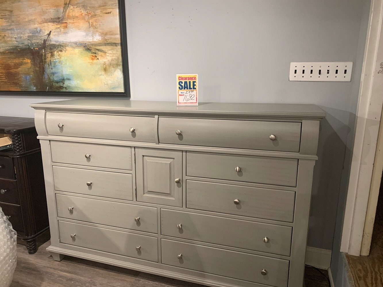 grey dress pants and white shirt Silverton Rustic Metal Dresser Charcoal