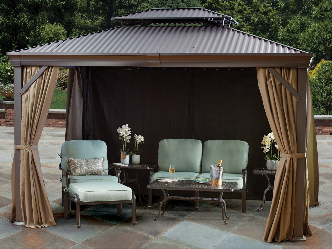 Outdoor Patio Maestrale Bronze Galvalume And Aluminum Hard Top 10