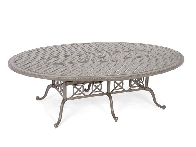 Living Room Florence Shade Cast Aluminum And Ash Outdoor Wicker 11 Pc Dining Set With 102 X 72 In