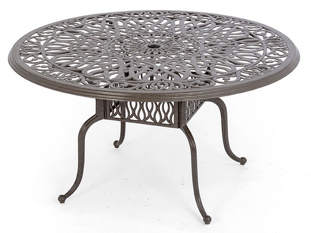 Outdoor Patio Cadiz Saddle Grey Cast Aluminum 54 In Round Dining