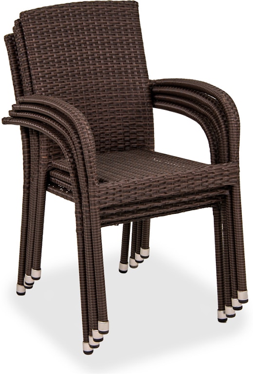 Living Room Barbados Coffee Steel And Outdoor Wicker 4 Pc Stacking Dining Chair 7745668