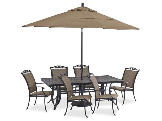 Outdoor Patio Bellagio Sling Desert Bronze Aluminum 7pc Dining