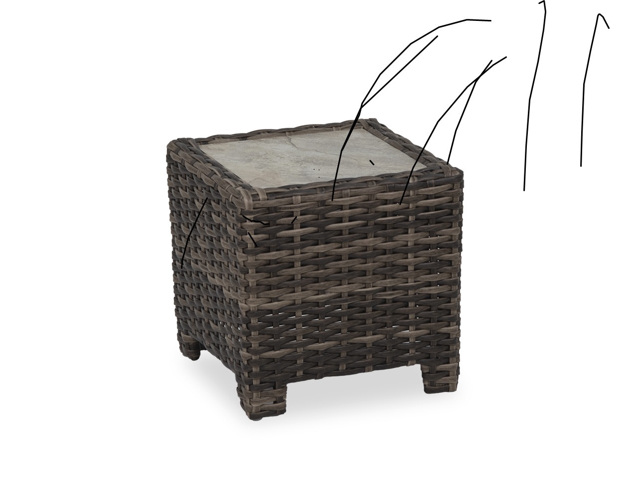 Outdoor Patio Cabo Caribou Outdoor Wicker 22 In Porcelain Top End Table 7470041 Fortunoff