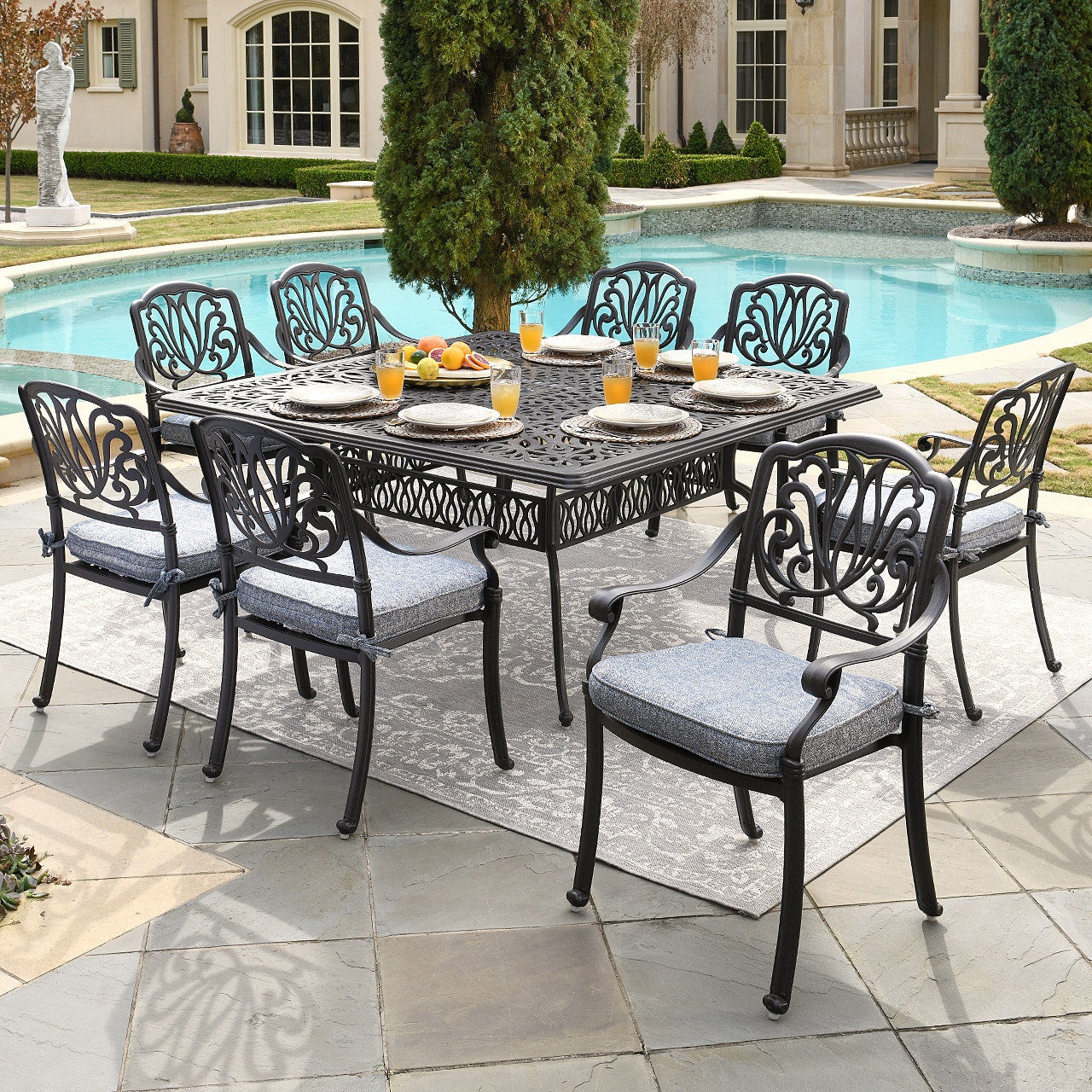 Outdoor/Patio Cadiz Aged Bronze Cast Aluminum 64 in. Sq. Dining Table