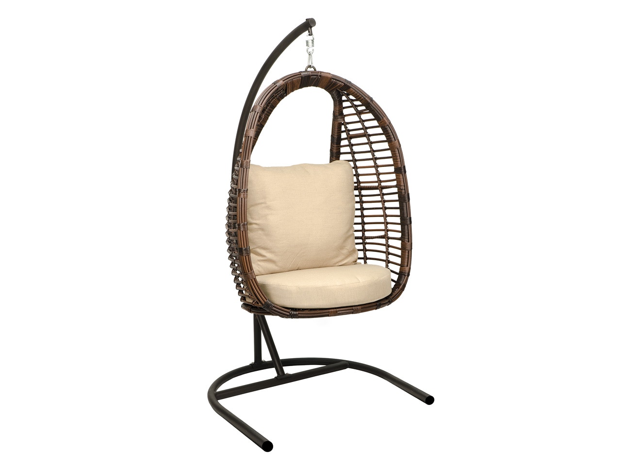 Cozy Swing Sangria Aluminum Outdoor Wicker Hanging Chair With Stand