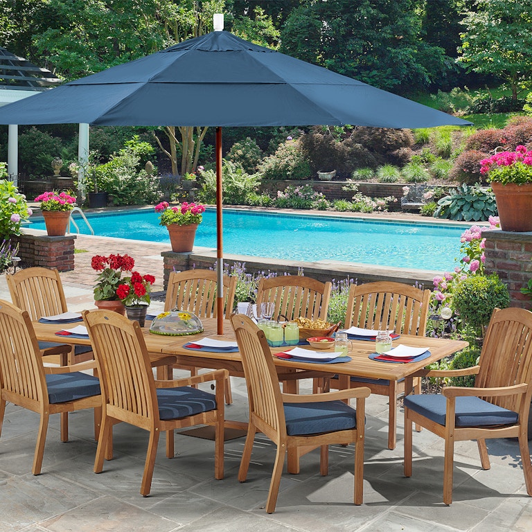 Outdoor Patio Eastchester Solid Teak 9 Pc Dining Set With 87 118