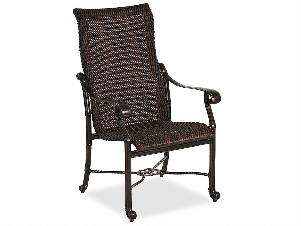 Outdoor Patio Florence Midnight Gold Cast Aluminum And Chestnut Outdoor Wicker Dining Chair 4503162