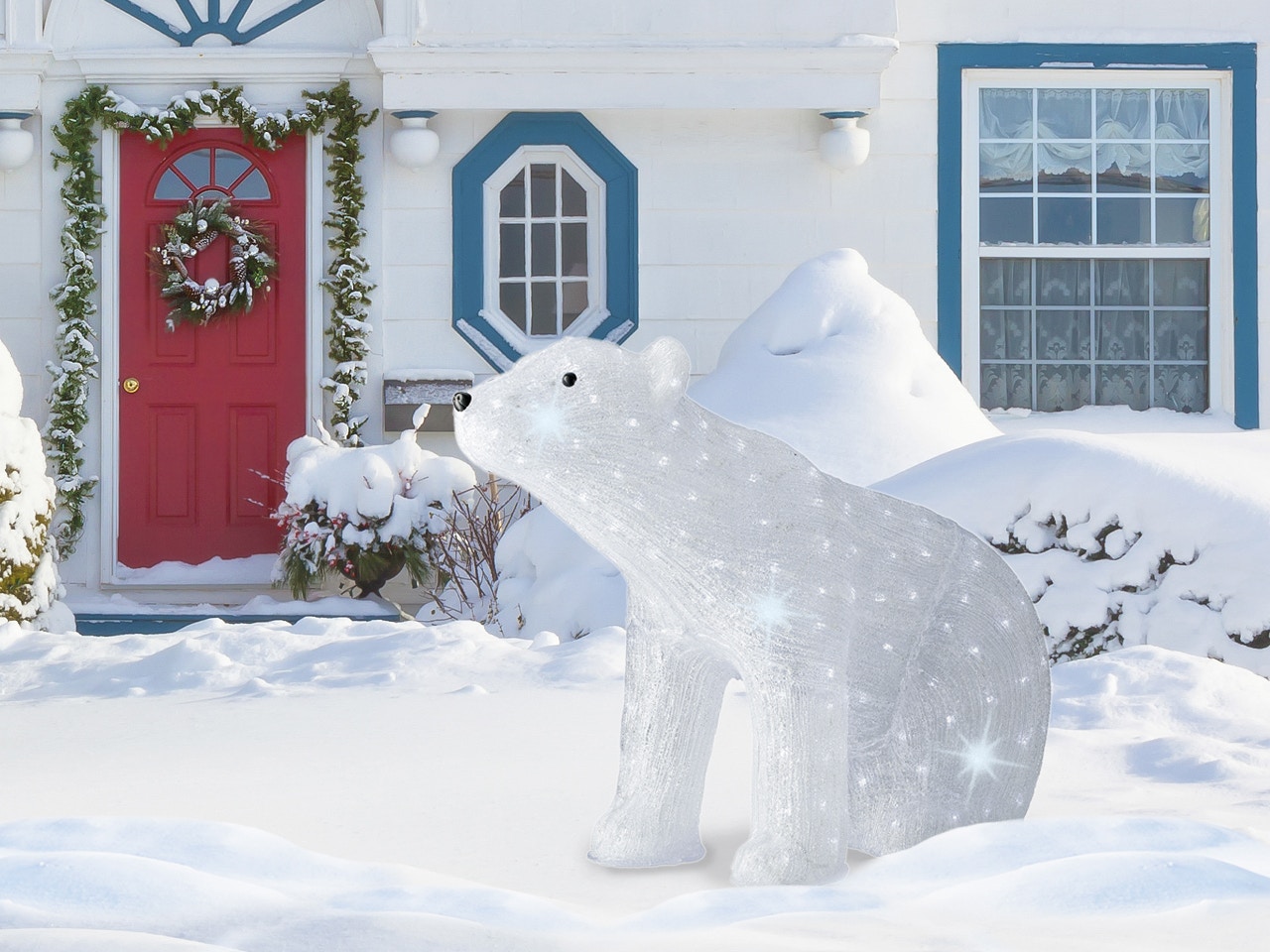 24 in. Pre-lit Sitting Polar Bear 