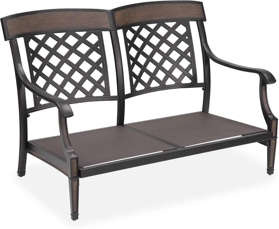 Living Room Lodge Aged Bronze Aluminum 7 Pc Keetley Birch Sling Dining Set With 84 X 42 In Dining