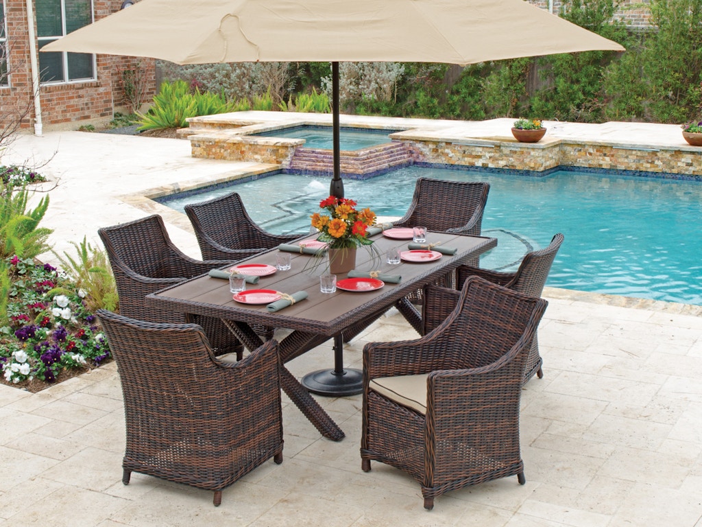 Outdoor Patio Biscayne 7 Pc Aluminum Woven Resin Wicker Dining Outdoor Patio Biscayne 7 Pc Aluminum