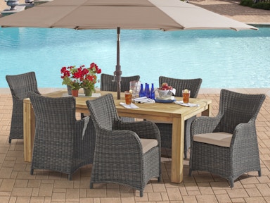 mandalay wicker teak beige 7pc dining 79x43 1