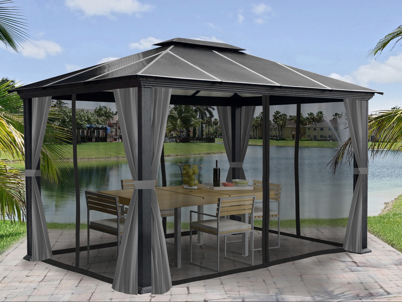 Outdoor Patio Monterey Aluminum Hard Top 11 X 13 Ft Gazebo With