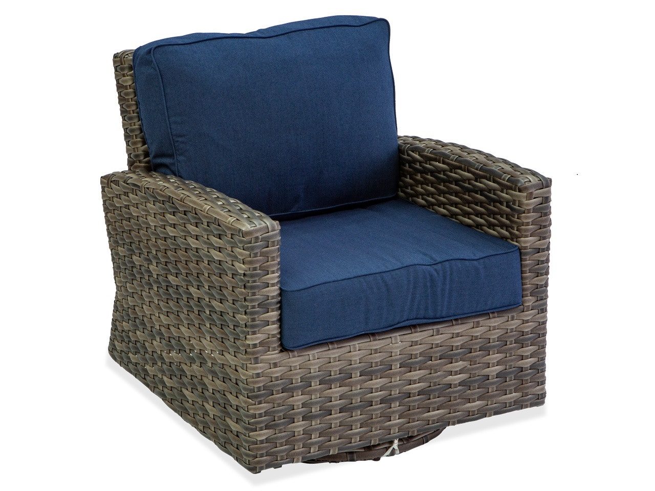 Outdoor Patio Contempo Weathered Teak Aluminum And Outdoor Wicker Cushion Swivel Glider 7169812