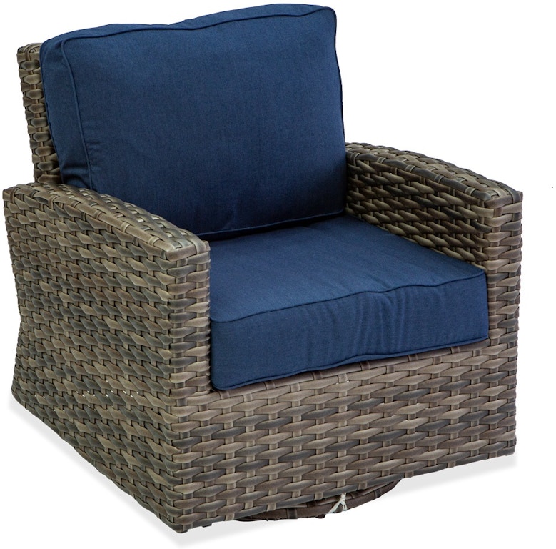 Outdoor Patio Contempo Weathered Teak Aluminum And Outdoor Wicker Cushion Swivel Glider 7169812