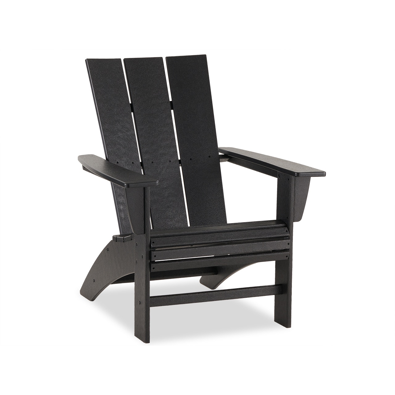 Outdoor Patio Polywood Black Polymer Modern Adirondack Chair 8104348   Polywood Adirondack Curved Back Black 3914306 1 