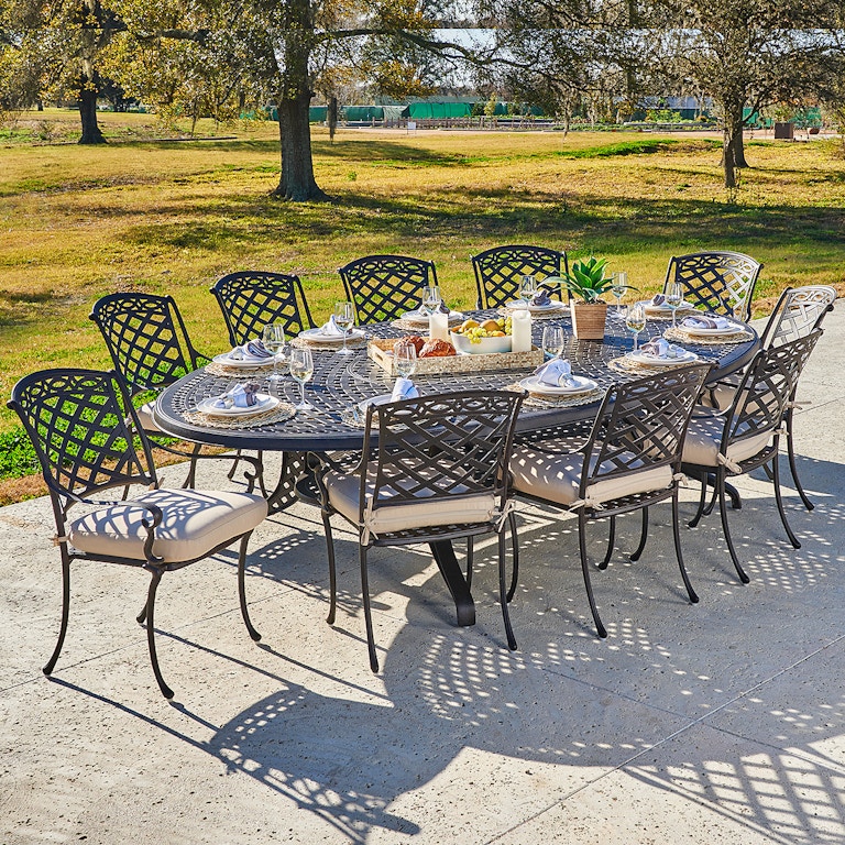 Living Room San Remo Aged Bronze Cast Aluminum 11 Pc Dining Set With 118 X 71 In Table 5992664