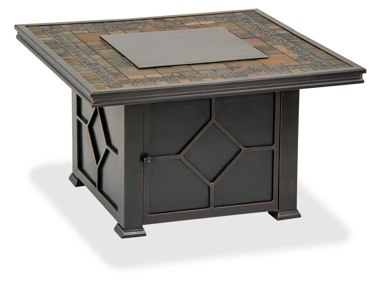 Living Room Black Gold Cast Aluminum Red Slate Top 42 in ...