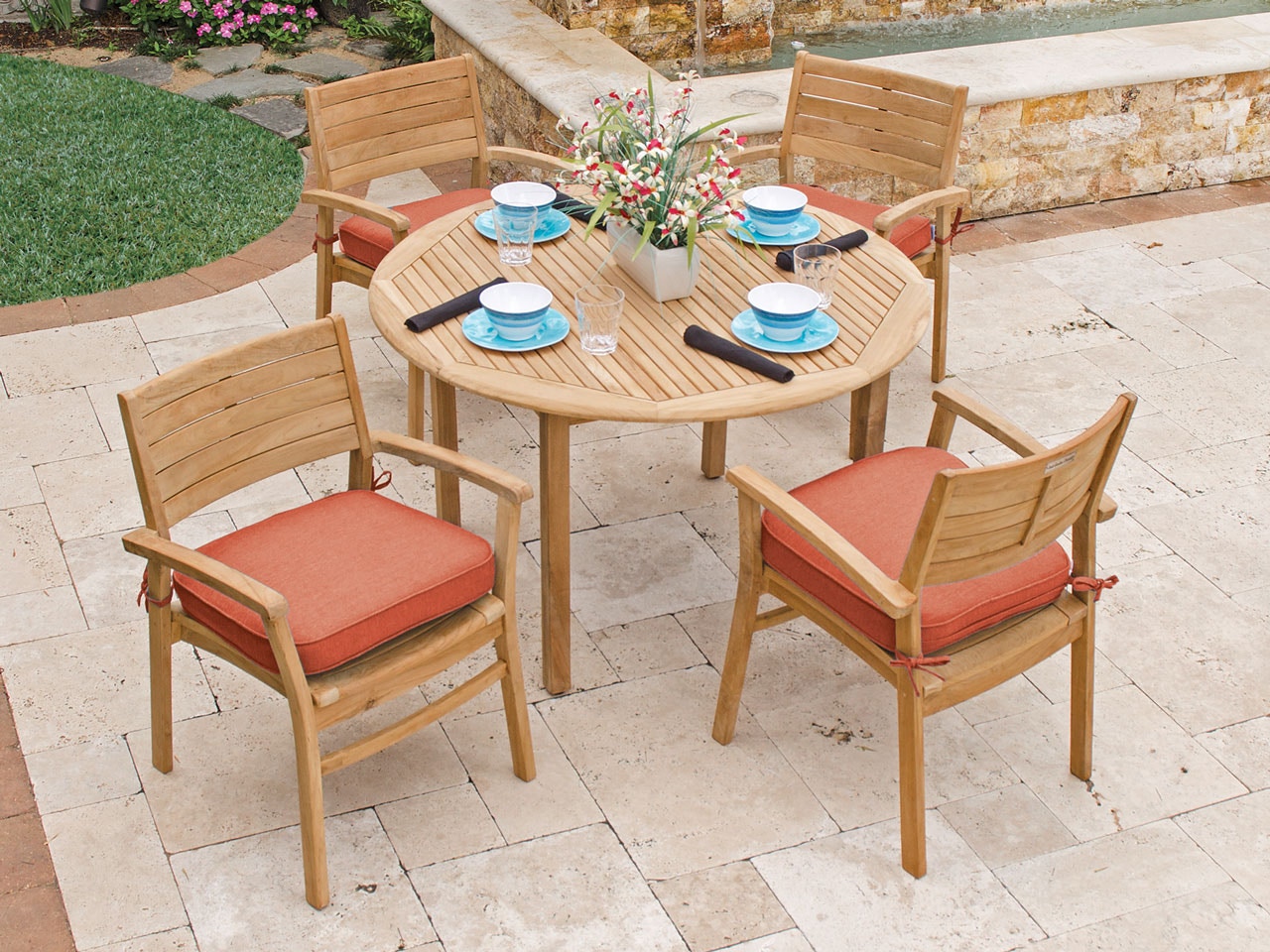 Grade-A Teak Wood 20/" Lazy Susan W// Umbrella Hole Outdoor Dining Garden Patio
