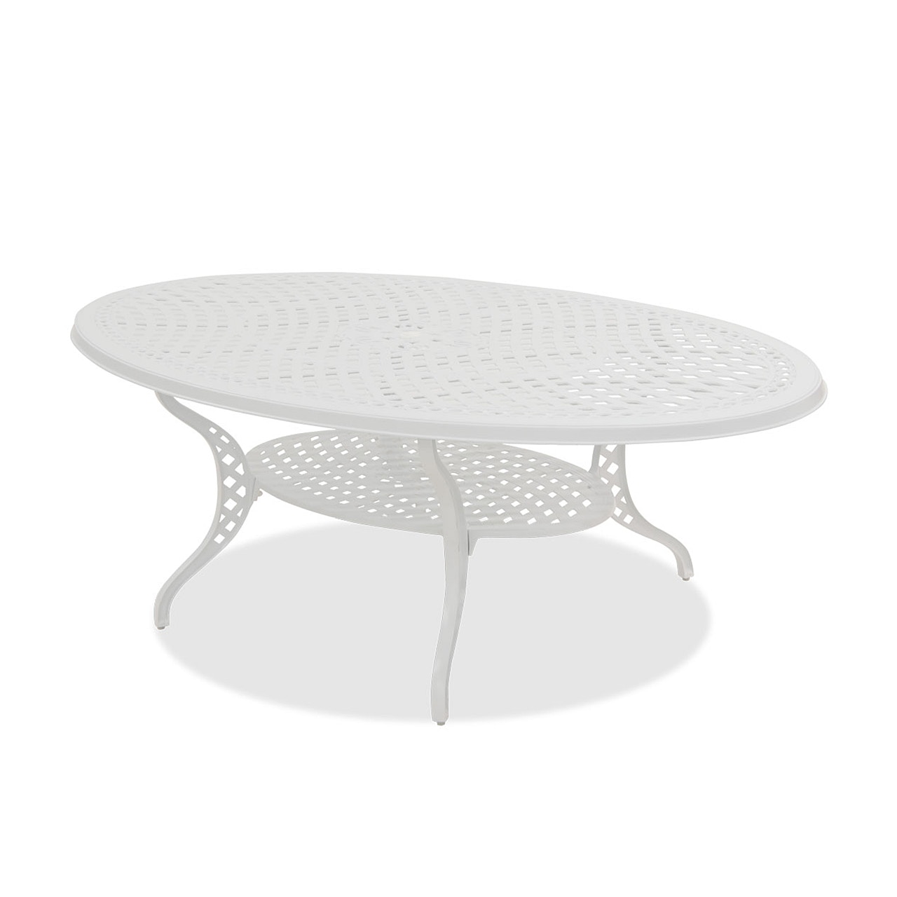 Outdoor/Patio Yacht Club Matte White Cast Aluminum 87 x 48 in. Dining