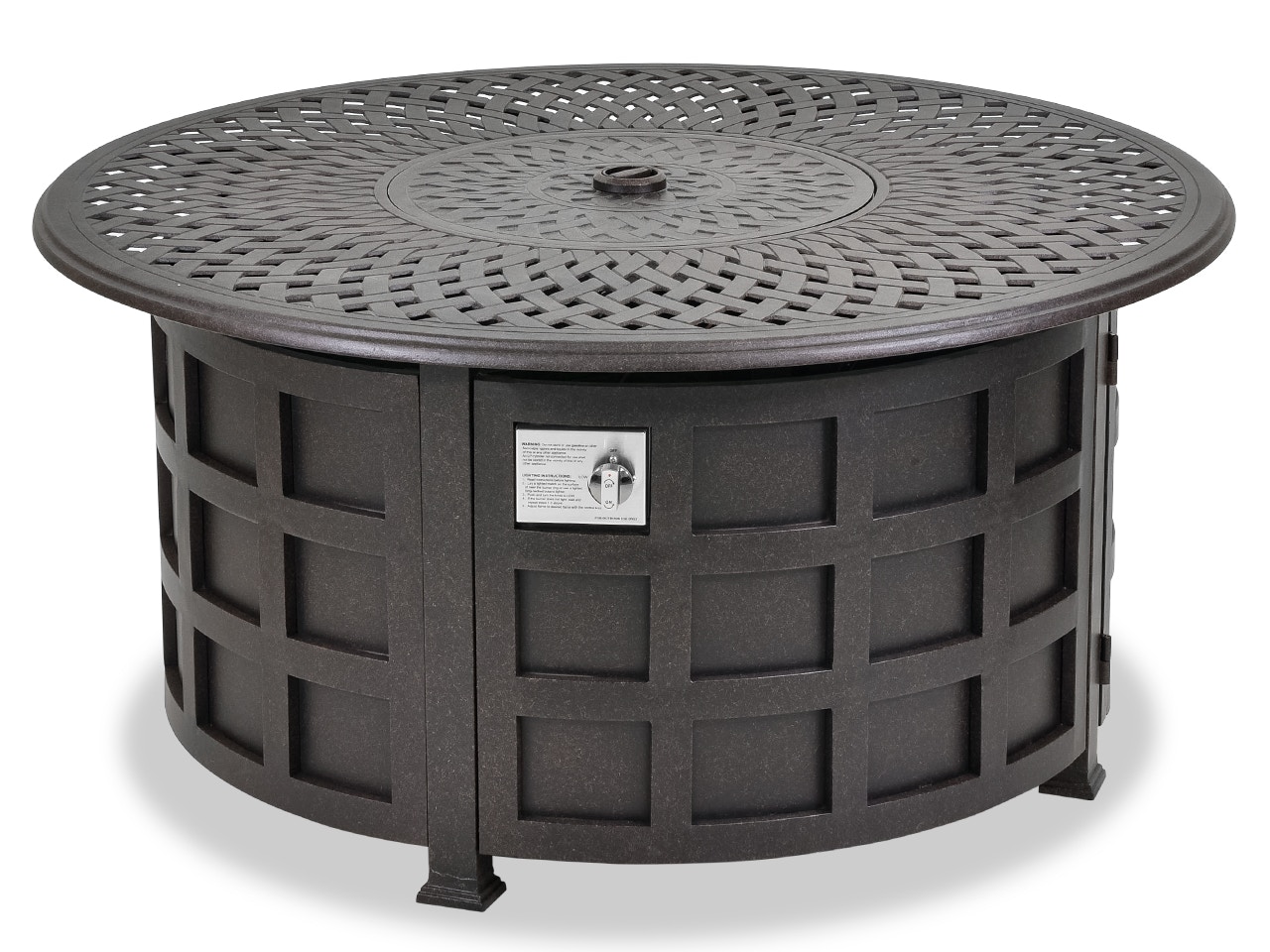 Outdoor Patio Trellis Aged Bronze Cast Aluminum 48 In Lp Gas Fire Pit Coffee Table 3689195 Chair