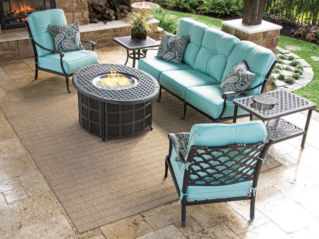 Outdoor Patio Bordeaux 4 Pc Cast Aluminum Fire Pit Seating Group