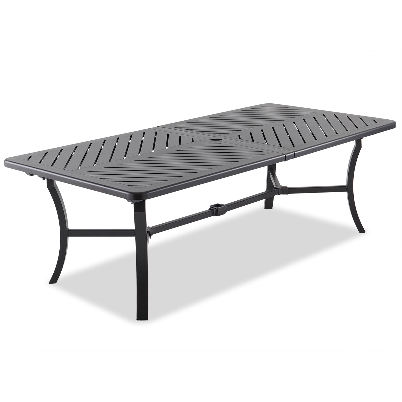 Outdoor Patio Eclipse Autumn Rust Cast Aluminum 84 128 X 44 In Slat Top Double Extension Dining