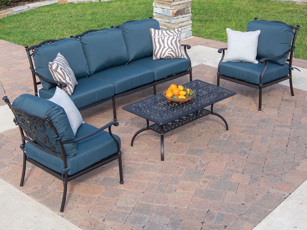 Outdoor Patio Milan 4 Pc Cast Aluminum Sofa Group In Navy With 45