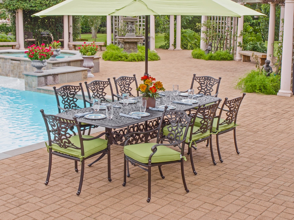 Outdoor Patio St James Desert Bronze Cast Aluminum 9 Pc Dining St James Desert Bronze Cast Aluminum
