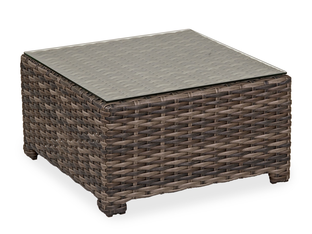 Contempo 32in Square Woven Glass Top Coffee Table