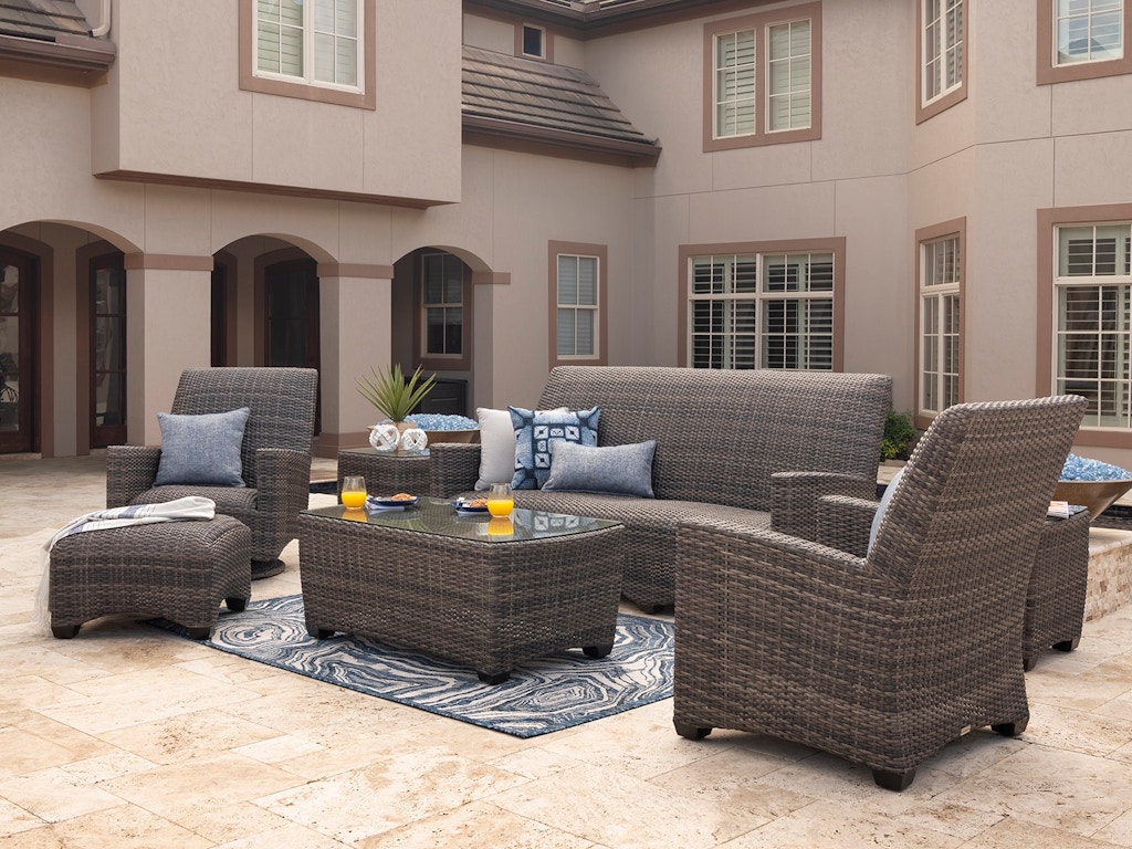 Living Room Sydney Husk Outdoor Wicker And Concealed Cushion 4 Pc Sofa Group With 44 X 24 In