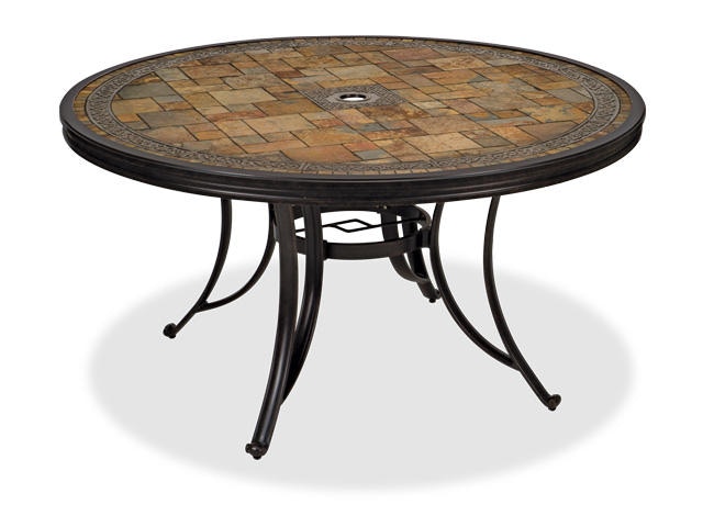 Outdoor Patio Black Gold 54 Round Aluminum Natural Red Slate Top