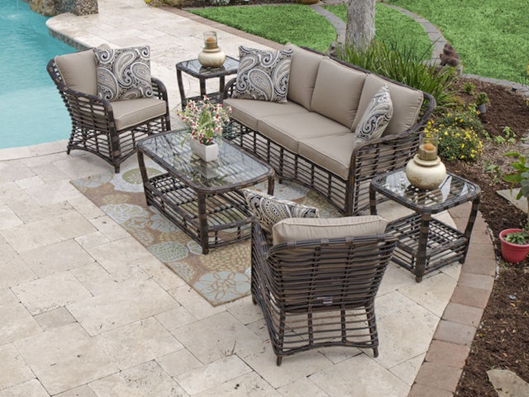 Outdoor Patio Maui Pecan Aluminum And Wicker 4 Pc Sofa Maui Pecan Aluminum And Outdoor Wicker 4 Pc Sofa Groupwith 46 X 24 In