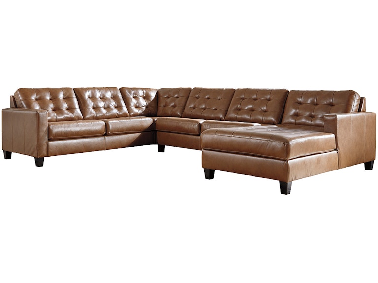 Signature Design by Ashley Baskove Auburn 4-Piece Leather Sectional with Right Arm Facing Chaise 11102-17+55+34+77 077753915
