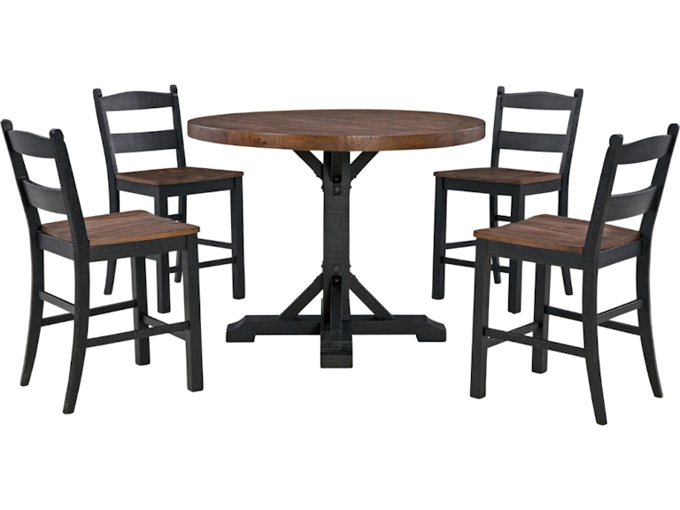 Signature Design by Ashley Valebeck Black/Brown 48" Round Counter Dining Table w/4 Stools 165728182