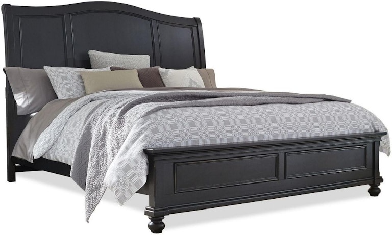 aspenhome Oxford Black Sleigh Bed I07BLKSLBED I07BLKSLBED