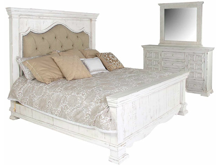International Furniture Direct Bella Wood Upholstered 3 Piece Bedroom Group IFD1024 IFD1024BEDROOM