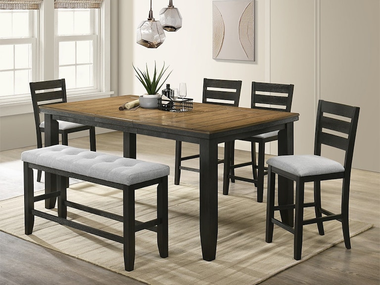 Crown Mark Bardstown Wheat/Charcoal 6 Piece Counter Dining Set 727986209