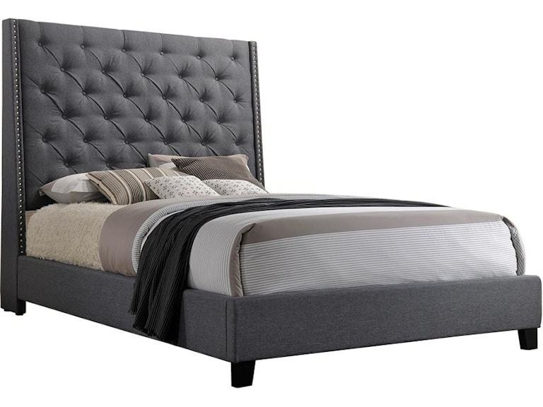 Crown Mark Chantilly Grey King Upholstered Bed 465586419