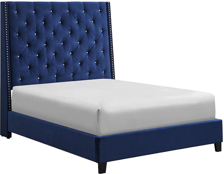 Crown Mark Chantilly Royal Blue King Upholstered Bed 570977603