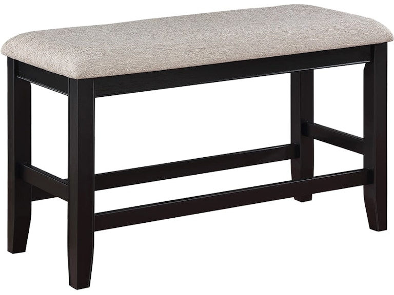 Crown Mark Fulton Black & Light Grey Counter Height Cushioned Bench 875301009