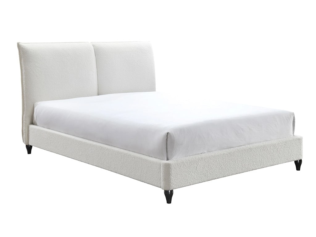 Crown Mark Jenn White Bouclé Queen Upholstered Platform Bed 5106-Q