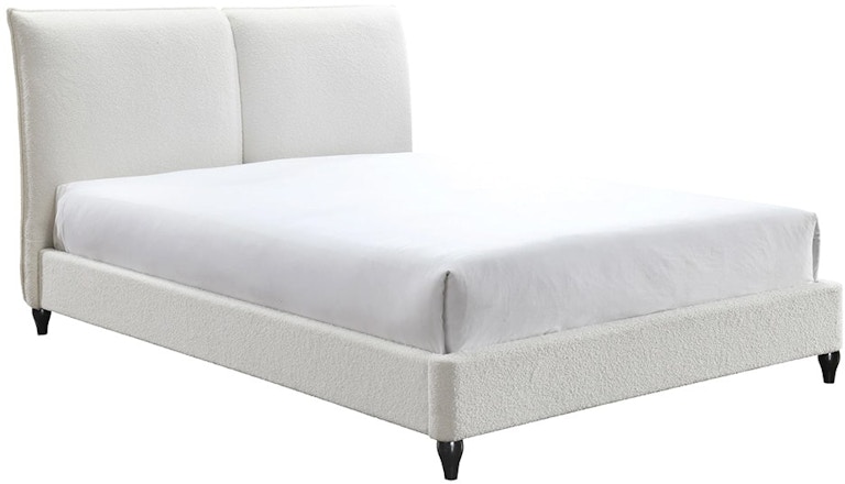 Crown Mark Jenn White Bouclé Queen Upholstered Platform Bed 895745973